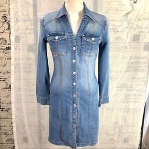 INC Stretch Denim Shirt Dress sz 4